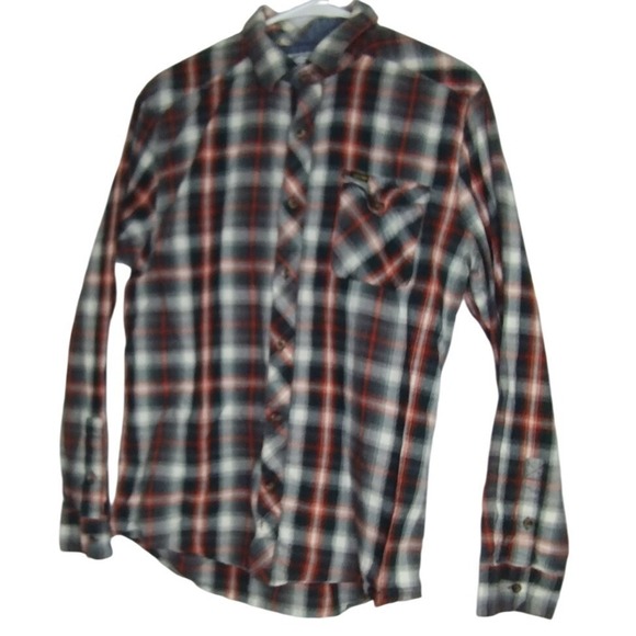 Volcom Workwear Flannel Shirt Mens Medium Plaid Button Up‎ Long Sleeve - Picture 2 of 14